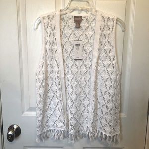 Chico’s white crochet vest size 1/medium